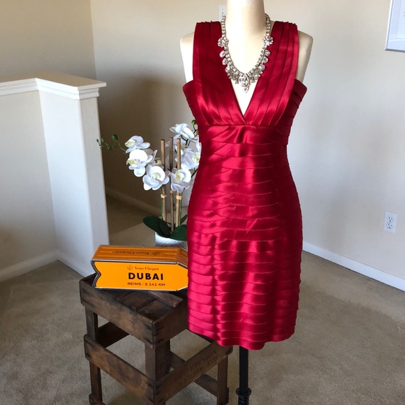 bcbg red cocktail dress
